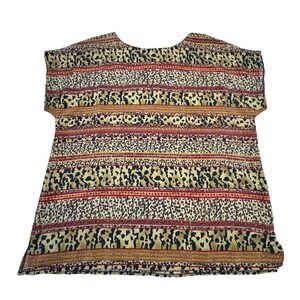 Jordana Vintage Animal Print Stripe Blouse Womens XL Leopard Cheetah Top 5256